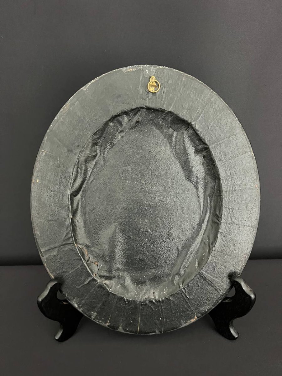 Saint François de Sales – Portrait à l’huile sur métal, XIXe siècle-photo-2