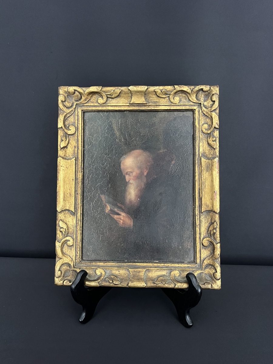 Monk Reading – Oil On Panel – 19th-century European School