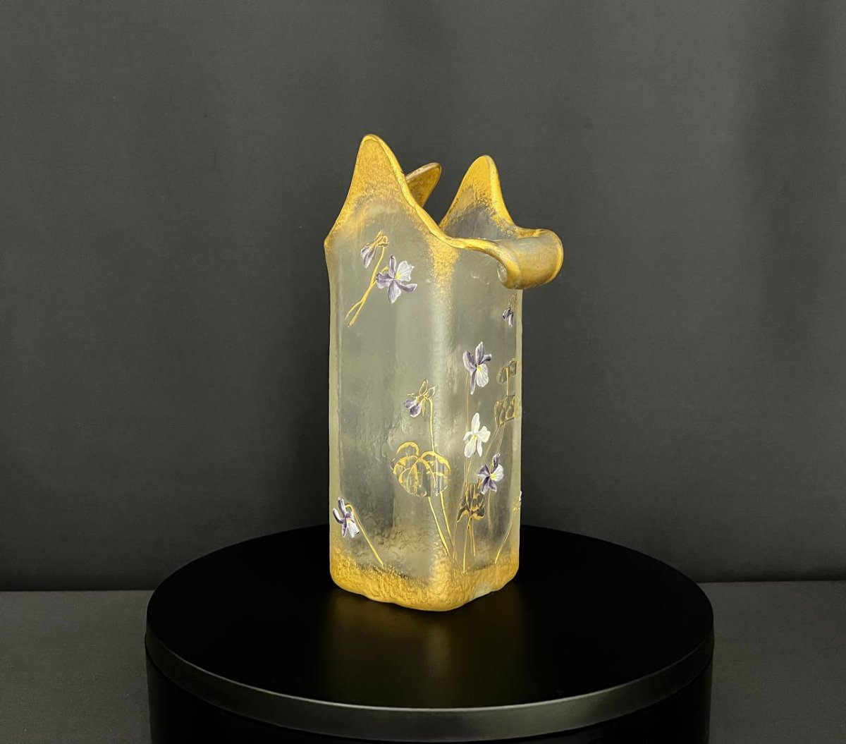 Montjoye – Legras & Cie, vase Art nouveau en verre givré émaillé-photo-4