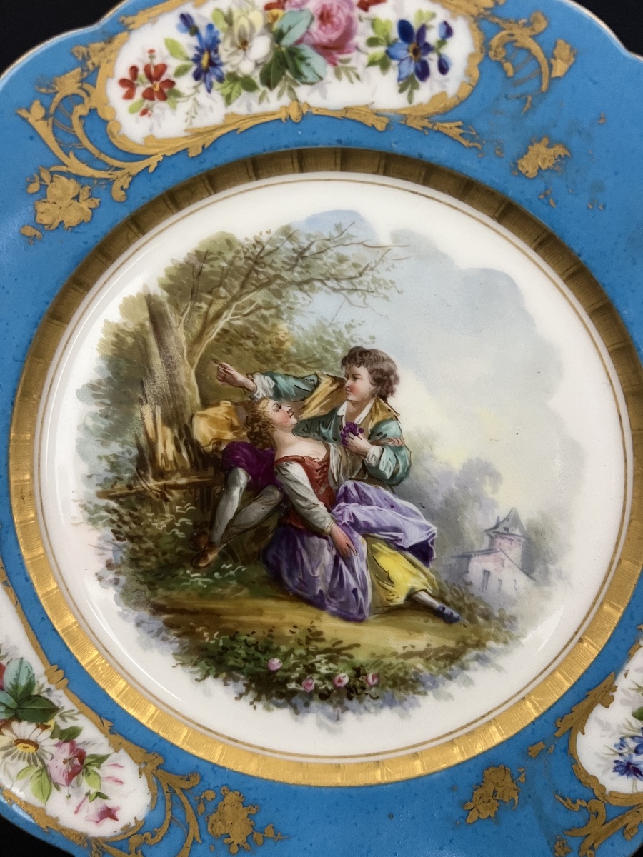 Decorative Porcelain Plate, Sèvres Style—late 19th Century-photo-3