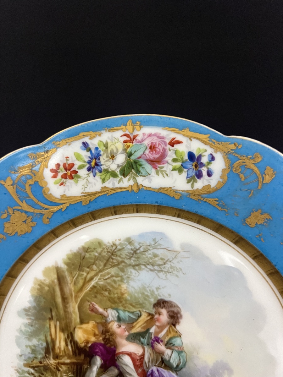 Decorative Porcelain Plate, Sèvres Style—late 19th Century-photo-4