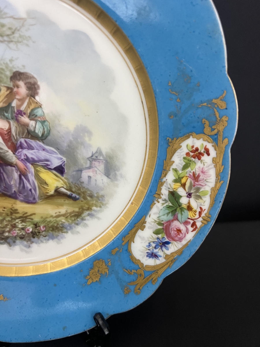 Decorative Porcelain Plate, Sèvres Style—late 19th Century-photo-2