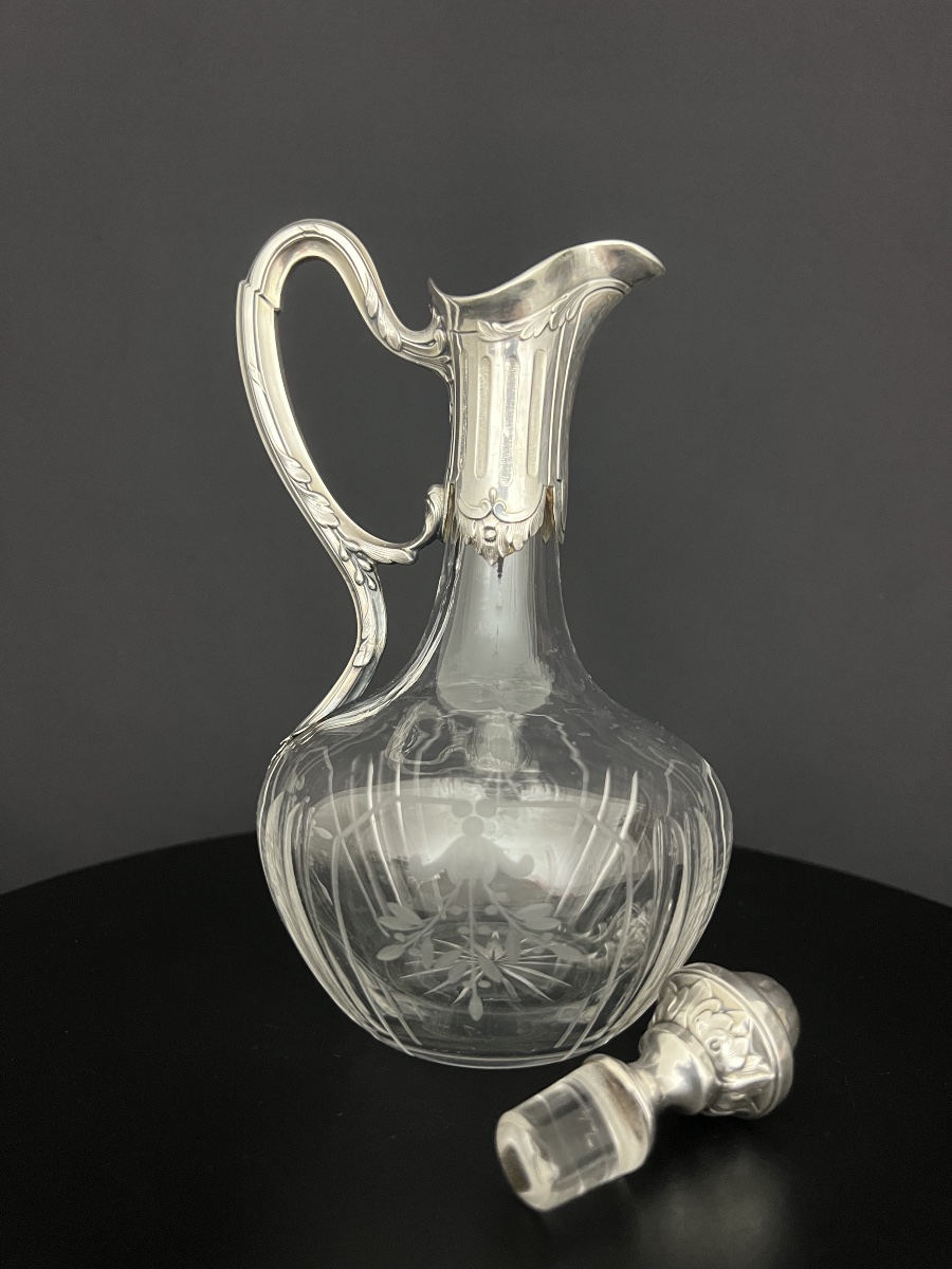 Service à liqueur en argent et cristal gravé, fin du XIXe siècle-photo-4
