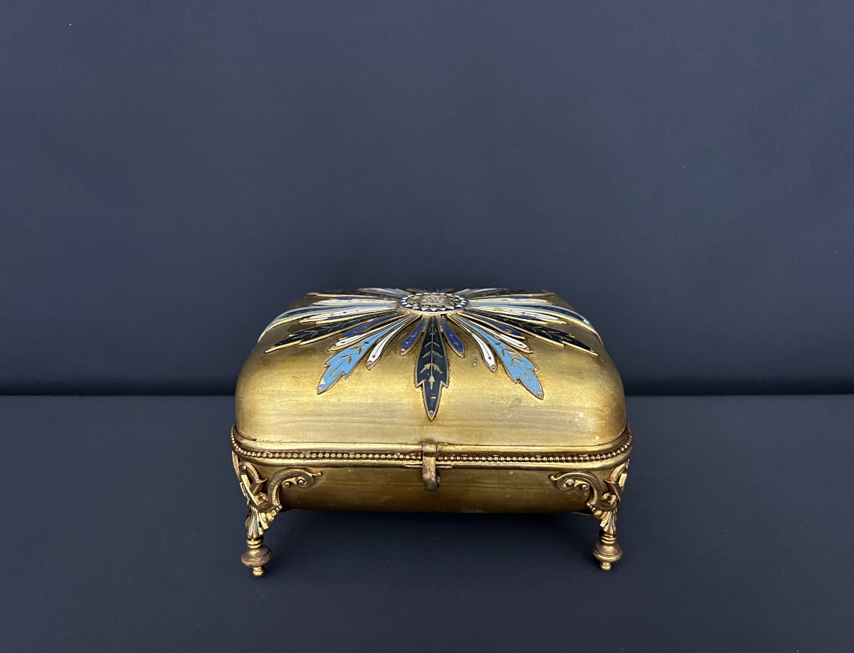 Antique Jewelry Box Made Of Gilded Metal And Polychrome Enamel – Napoleon III Style