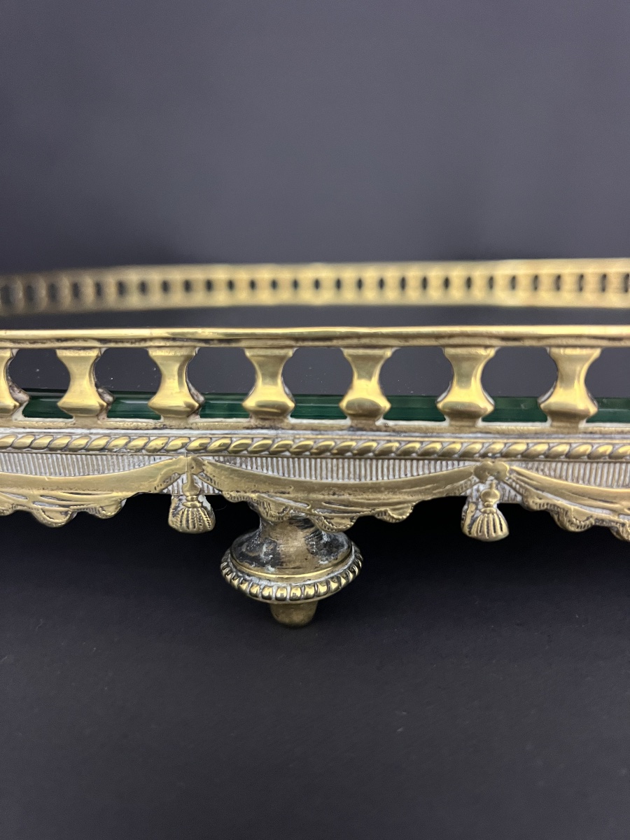 Large Oval Table Top Made Of Bronze And Mirror, Louis XVI Style-photo-2
