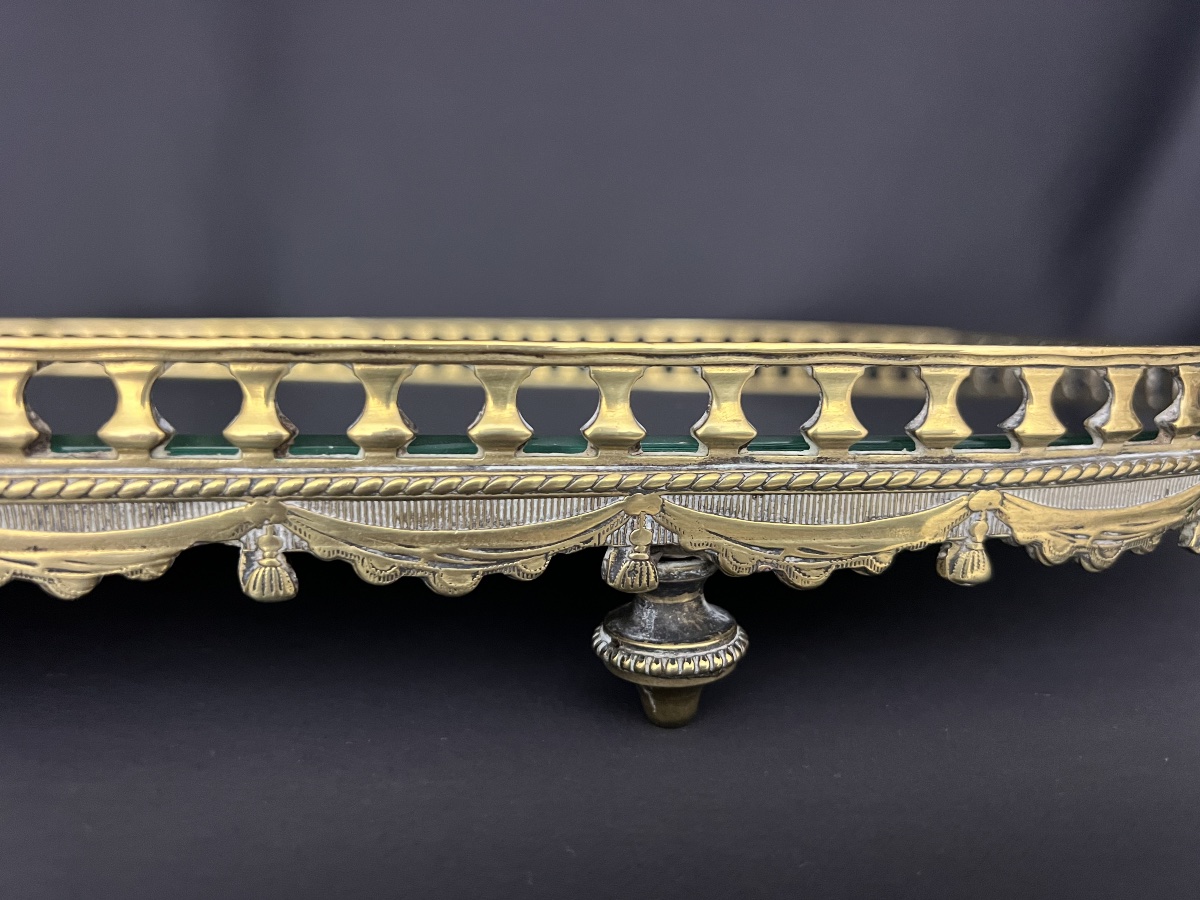 Large Oval Table Top Made Of Bronze And Mirror, Louis XVI Style-photo-4