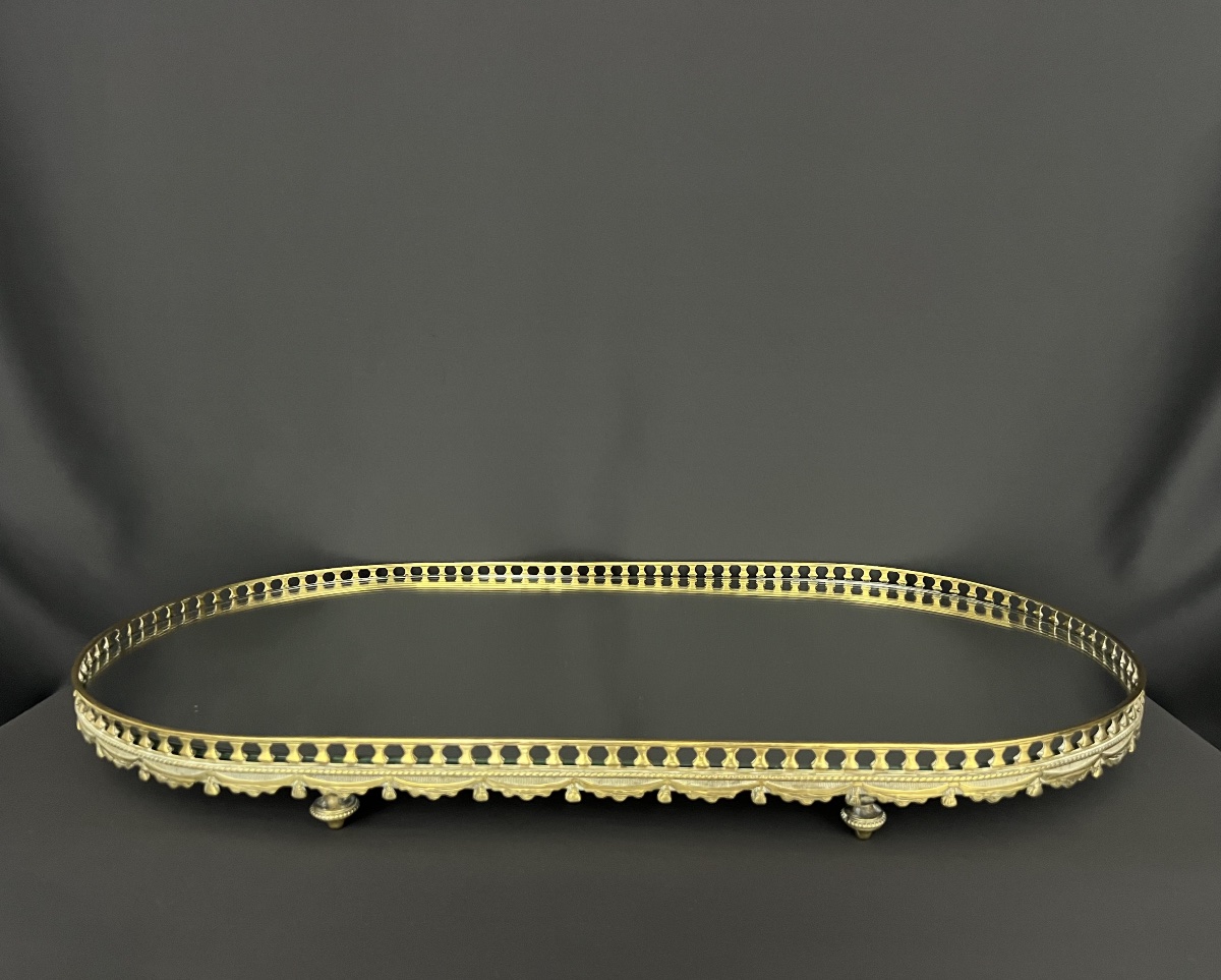Large Oval Table Top Made Of Bronze And Mirror, Louis XVI Style