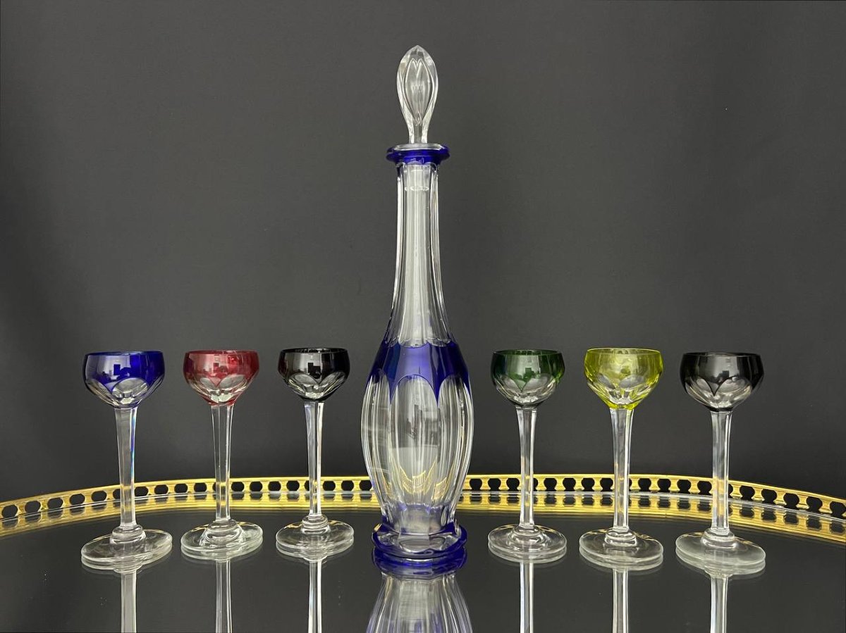 Cut And Lined Crystal Liqueur Set -photo-3