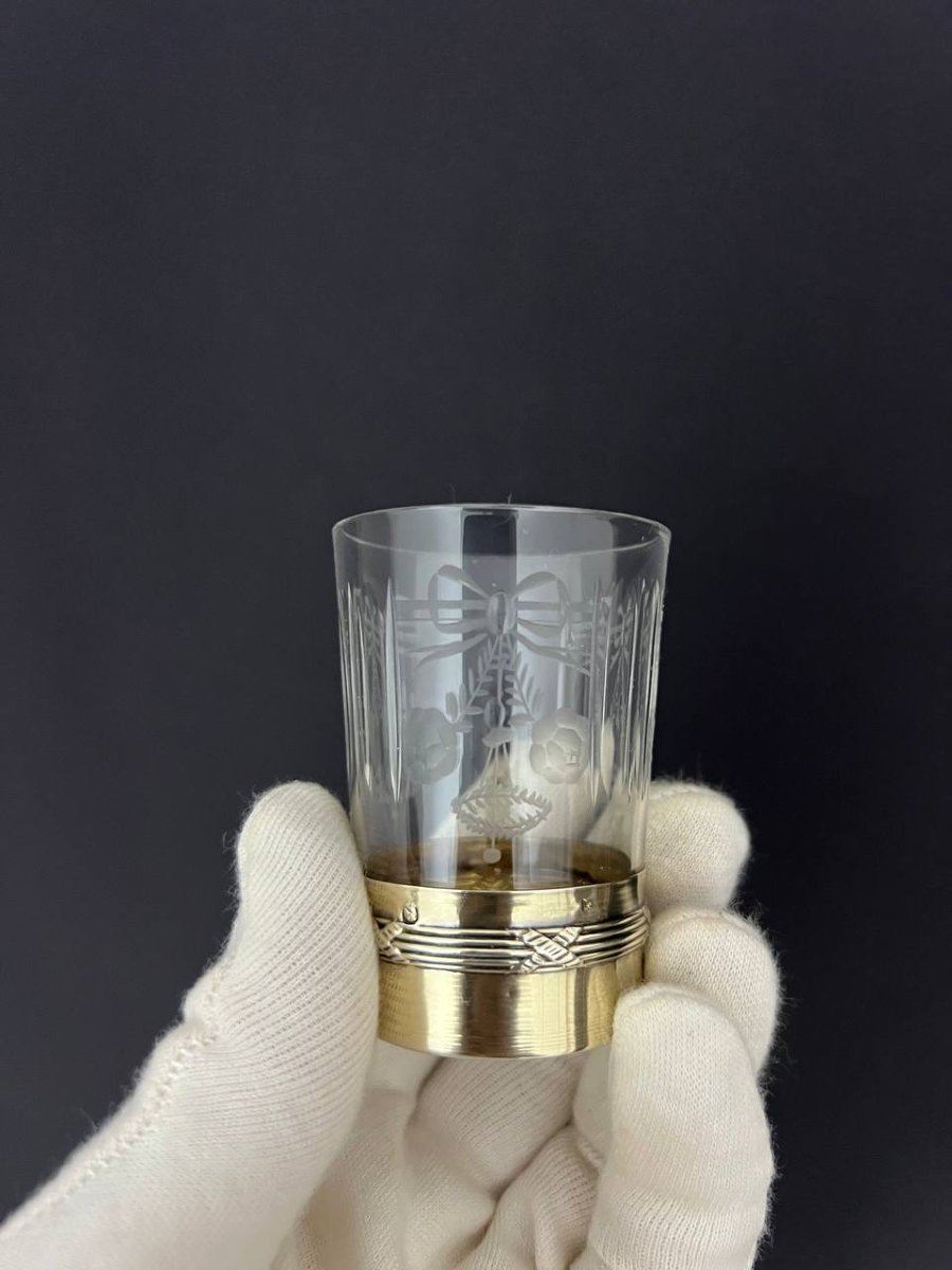 Service à liqueur en argent et cristal gravé – poinçon Minerve-photo-4