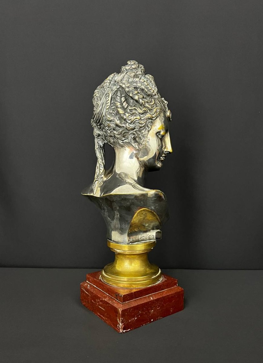 Buste en bronze argenté représentant Diane de Poitiers, d’après Jean Goujon – XIXe siècle-photo-3