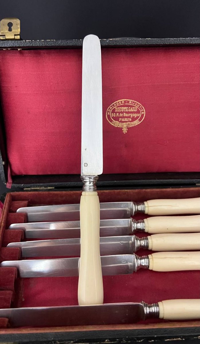 Set Of Six Silver Fruit Knives – Maison Dieutegard, Paris-photo-3
