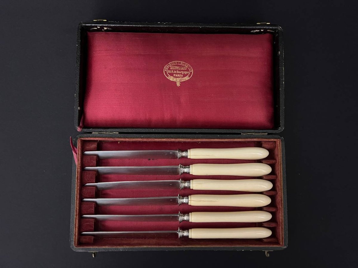 Set Of Six Silver Fruit Knives – Maison Dieutegard, Paris-photo-1