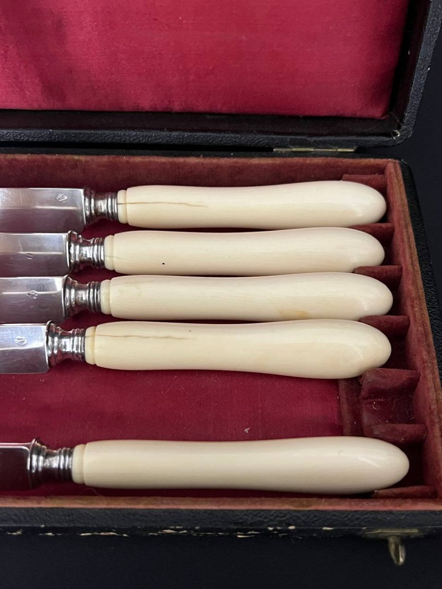 Set Of Six Silver Fruit Knives – Maison Dieutegard, Paris-photo-2
