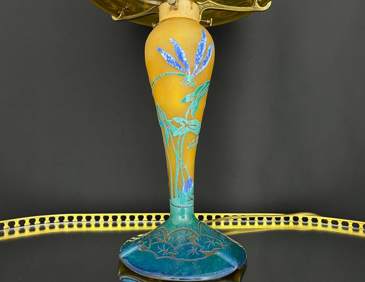 Odéon La Rochère Lamp – Dragonflies And Water Lilies-photo-2