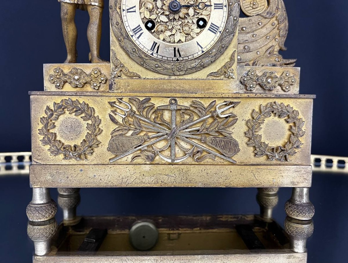 Gilded Bronze Clock, 19th Century, Empire Style -photo-4