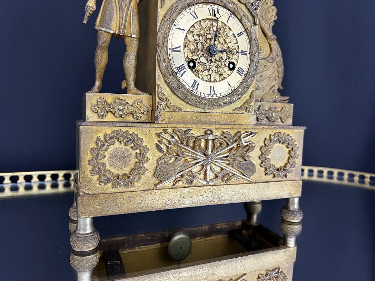 Gilded Bronze Clock, 19th Century, Empire Style -photo-2