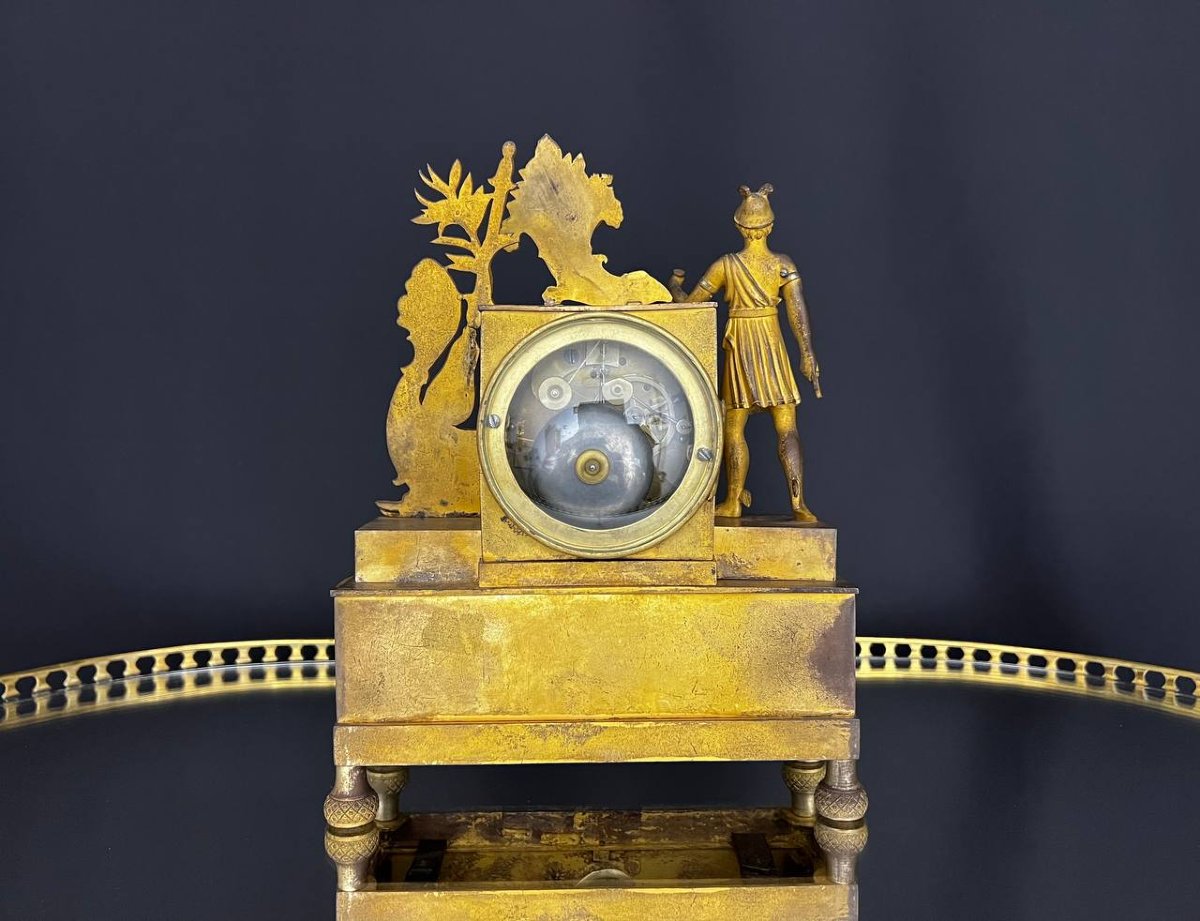 Gilded Bronze Clock, 19th Century, Empire Style -photo-4