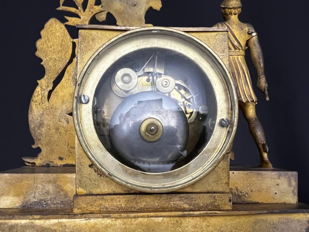 Gilded Bronze Clock, 19th Century, Empire Style -photo-6