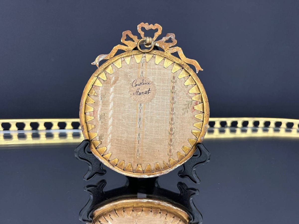 Miniature peinte représentant Caroline Murat, style Louis XVI-photo-4