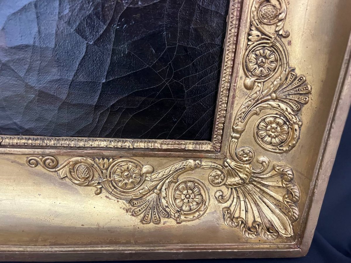 Antique Painting – Romantic Landscape – 19th Century-photo-3