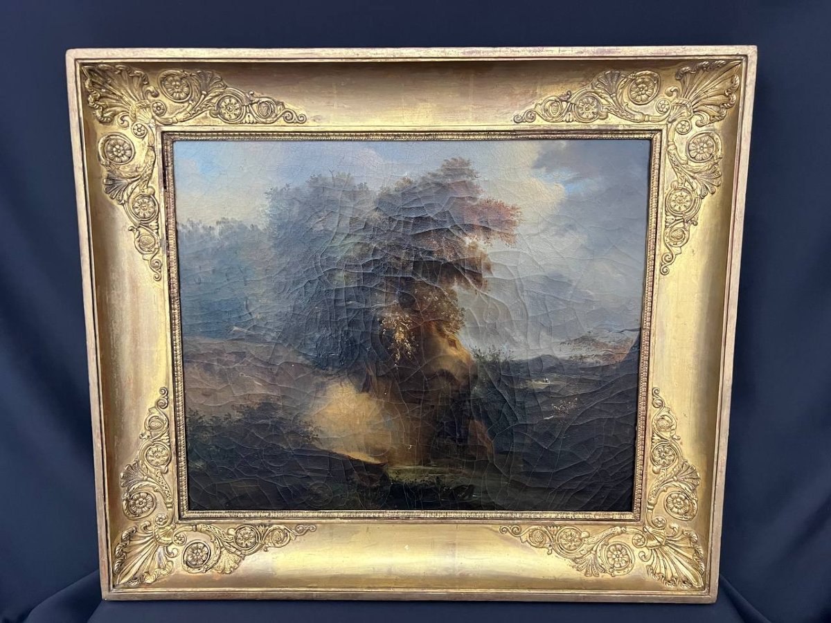 Antique Painting – Romantic Landscape – 19th Century