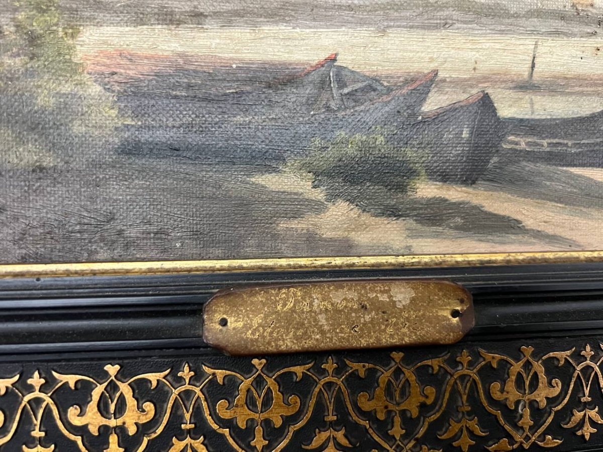 Paire de paysages des étangs de Vic et de Pérols – huiles sur toile – fin XIXe siècle-photo-4