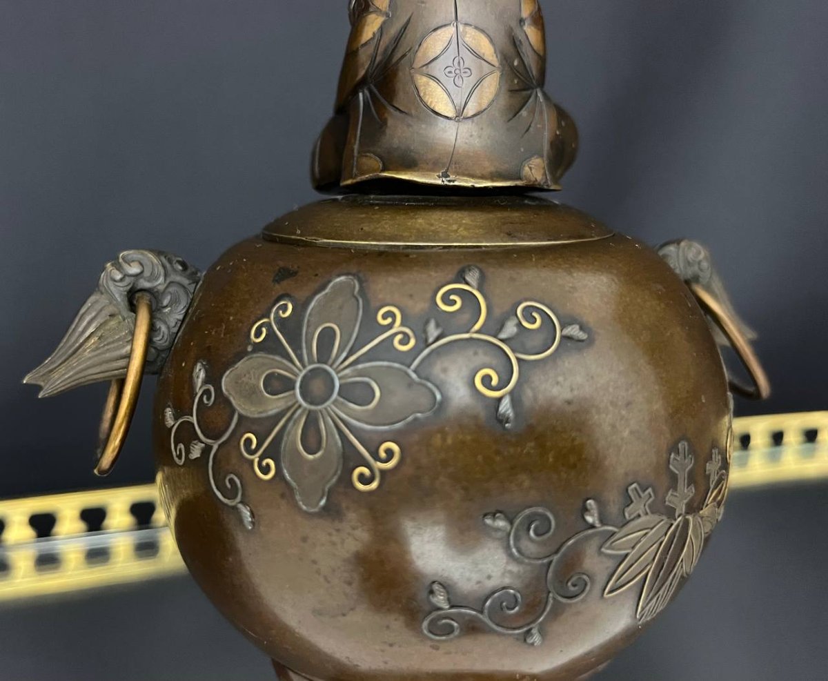 Koro Incense Burner, Bronze Tripod - Japan, Meiji Period-photo-2