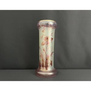 Grande Vase En Verre émaillé Style Art Nouveau