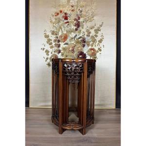 Ensemble de 4 sellettes chinoises en bois sculpté