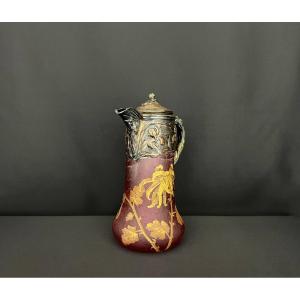 Victor Saglier (1809–1895) – Verseuse à orangeade en verre givrée, Art Nouveau