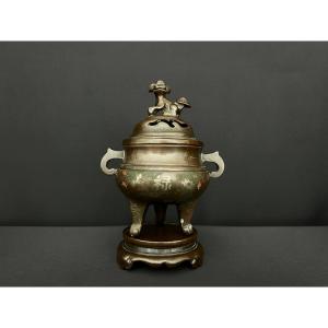 Brûle-parfum en bronze incrusté, Chine du Sud, vers 1900.