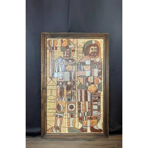 Large Wall Panel In Glazed Ceramic Tiles By Roland Zobel For “les Cyclades”