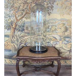 Grand globe en verre avec base en bois noirci, XIXe siècle