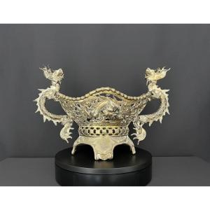 Openwork Bronze Cup, Indochina, Late 19th – Early 20th Century