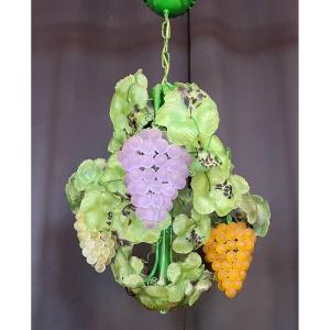 Lustre italien en verre de Murano, grappes de raisin