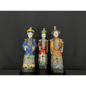 Polychrome Porcelain Statues – Chinese Mandarins