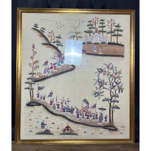 Grande broderie asiatique, scène de procession