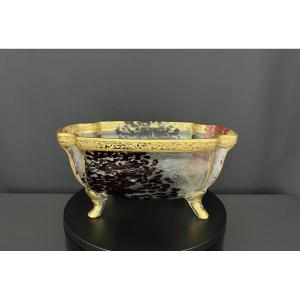 Grande coupe décorative en verre moulé – Ernest Léveillé