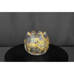 Blown Glass Vase With Gold Decoration