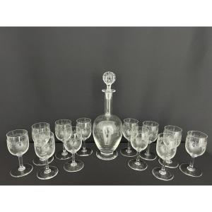 Baccarat “sévigné” Crystal Service - Decanter And 11 Glasses