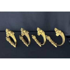 Set Of Four Gilt Bronze Curtain Tiebacks, Louis XVI Style