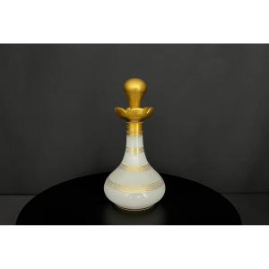 White And Gold Opaline Bottle, 19th Century