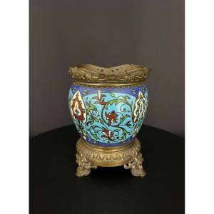Elegant Bowl In Bronze And Polychrome Cloisonné Enamel