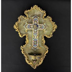 Onyx, Gilt Bronze And Cloisonné Enamel Stoup, 19th Century