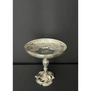 Silver-plated Metal Footed Bowl With Rocaille Decoration, Napoleon III Period