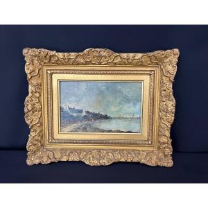 Oil On Panel, Impressionist Coastal View, Early 20th Century
