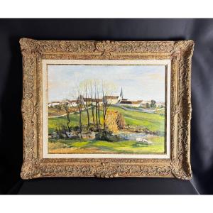 Luc Tullat (1895–1984) – French Village Landscape, Oil On Canvas
