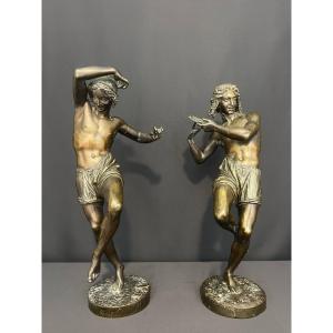Deux statuettes en bronze signées Francisque J. Duret et Édouard Quesnel, XIXe siècle