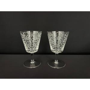 Hermès Paris – Paire de verres à vin en cristal – Modèle Tam Tam