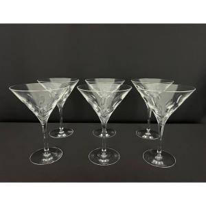 Christofle Paris – 6 verres à Martini en cristal, modèle Cluny